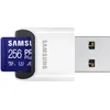 Image de Samsung Carte Mémoire MicroSDXC, PRO Plus, 256 Go, Vitesse de Lecture jusqu’à 180 Mo/s, fournie avec Lecteur USB