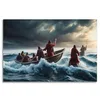 Image de HNPBB Poster religieux Jésus calme une tempête - Impression sur toile - Décoration murale moderne pour chambre à coucher - 60 x 90 cm