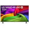 Image de LG 55NU800B3LC Nano 4K UHD TV 55", processeur  7 Gen9 4K AI, webOS 26, 60 Hz, VRR jusqu'à 60 Hz, année modèle 2026, classe énergétique F
