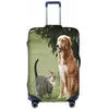 Image de COWMMWOC Lovely Dogs Housse de protection élastique pour valises de 45,7 à 81,3 cm | Housses de bagages lavables | Protection de valise de voyage, 3D, S