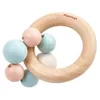 Image de Hochet Anneau Bois & Perles Pastel Plantoys® - Jouet en bois bébé