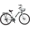 Image de EMotorad Plymouth - Vélo Électrique Urbain pour Adultes - Pneus CST 700x40C - Moteur 36V 250W - Batterie Amovible 420 Wh - Cadre Bas en Aluminium - 5 Niveaux d’Assistance (Blanc)