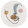Image de PEYNIR Tapis Doux au Design Simple, Rond, Lavable, Style Nordique, pour Salon, Table Basse, Chambre à Coucher, Coiffeuse, 3,2 x 3,2, 3,9 x 3,9 Pieds Tapis de Chevet