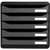 Image de Exacompta - Réf. 309738D - BIG BOX PLUS - Caisson 5 tiroirs pour document A4+ - Dimensions extérieures : Profondeur 34,7 x largeur 27,8 x Hauteur 27,1cm - Noir/Argent
