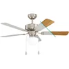 Image de Eglo ventilateur de plafond CADIZ, ventilateur à 5 pales avec lumière, chaîne de tirage, pales réversibles en MDF en argent ou en chêne, boîtier en acier en nickel mat, moteur AC, Ø 106,6cm