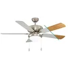 Image de Eglo ventilateur de plafond BALLINA, 5 pales avec lumière, chaîne de traction, pales réversibles en bois laminé en argent ou en chêne, boîtier en acier en nickel mat, moteur AC, Ø 132cm