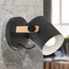 Image de EGLO Applique murale Hornwood avec détail bois, noire