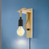 Image de EGLO Applique Rampside en bois et câble, sans abat-jour