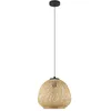 Image de Eglo Suspension luminaire Dembleby, lustre suspendu vintage, nature et bohème, lampe osier en bois tressé pour salon et salle à manger, brun clair, douille E27