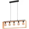 Image de EGLO Suspension Famborough avec cadre en bois, 5 lampes