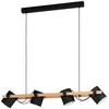 Image de Eglo Suspension Hornwood, lampe vintage à 4 flammes au design industriel | suspension rétro en métal et bois, noir, crème, marron, certifiée FSC, douille E27