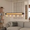 Image de EGLO Suspension Layham, noir/bois clair, longueur 96 cm, à 5 lampes.