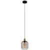 Image de Eglo Suspension luminaire Chisle, lustre chambre, plafonnier salon ou salle à manger en métal noir et verre ambré, douille E27