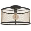 Image de Eglo Plafonnier Dellow, lampe de plafond au style industriel vintage, luminaire en saillie avec grille en acier noir et laiton, douille E27, Ø 45 cm