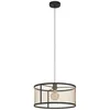 Image de Eglo Luminaire suspension Dellow, lampe de plafond suspendue industrielle, luminaire grille à suspendre, lustre chambre en métal noir et laiton, douille E27, Ø 15 cm