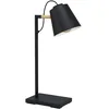 Image de Eglo Lampe de table Lacey, luminaire pour chevet avec abat-jour, en métal noir, crème et bois naturel, lecture douille E14, hauteur 48,5 cm
