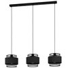 Image de Eglo suspension Bazely, lampe de plafond industrielle au-dessus de la table à manger, luminaire grille suspendue, plafonnier 3 flammes métal et textile noir, douille E27, L 99 cm