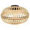 Image de Eglo Luminaire plafonnier Amsfield, lampe de plafond vintage, nature, bohème, hygge, éclairage de salon en acier noir et bois naturel, douille E27, Ø 45 cm