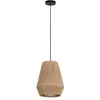 Image de Eglo Suspension luminaire Alderney, lustre en tissu pour salon et salle à manger, lampe de plafond suspendue en chanvre naturel et métal noir, douille E27