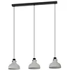 Image de Eglo Suspension luminaire Matlock, lustre au style industriel à 3 lampes, plafonnier suspendre, lampe de plafond pour salon et salle manger, métal gris noir, douille E27