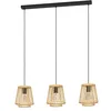 Image de Eglo Suspension luminaire Hykeham, lustre bohème à 3 lampes pour salon et salle manger, plafonnier à suspendre en bois bambou naturel, douille E27