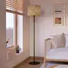 Image de EGLO Lampadaire Butterburn, hauteur 162 cm, beige/vert, métal/tissu