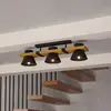 Image de EGLO Plafonnier Maccles en noir avec bois, à 3 lampes