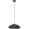 Image de Eglo Suspension luminaire Barlaston, lustre pour salon et salle à manger | lampe de plafond suspendue en tissu gris et métal noir, douille E27, Ø 45 cm