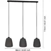 Image de EGLO Suspension Barlaston, abat-jour tissu à 3 lampes