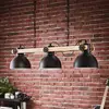 Image de EGLO Suspension Lubenham, noir/bois clair, longueur 90 cm, à 3 lampes.