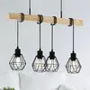 Image de EGLO Suspension Townshend, longueur 70 cm, noir/chêne, 4 lampes