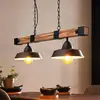 Image de EGLO Suspension Oldbury, noir/bois foncé, longueur 86 cm, à 2 lampes.