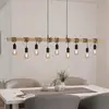 Image de EGLO Suspension Townshend, longueur 150 cm, noir/bois, à 9 lampes.