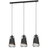 Image de Eglo Suspension Austell, lampe suspendue 3 flammes style industriel | vintage, suspension en acier et textile noir et or, lampe de salle à manger, lampe de salon suspendue avec douille E27