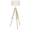 Image de Eglo Lampadaire trépied Lantada, lampe à poser vintage, luminaire salon sur pied en bois, acier et textile, nature et beige, avec interrupteur à pied, douille E27