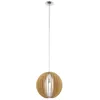 Image de Eglo Suspension Cossano, lampe suspendue vintage 1 flamme, suspension en acier et bois nickel mat, érable, lampe de salle à manger, lampe de salon suspendue avec douille E27, Ø 50 cm