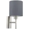 Image de Eglo Lampe murale PASTERI, applique murale en textile à flamme, matériau : | acier, tissu, couleur : nickel mat, gris, douille : E27, avec interrupteur
