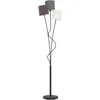 Image de Eglo Lampadaire MARONDA, lampe de sol à 3 flammes, lampe sur pied en acier et tissu, couleur : noir, anthracite, blanc, marron, douille : E14, interrupteur à pied inclus