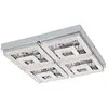 Image de Eglo Plafonnier Led Fradelo - 8 Ampoules - Lampe de Salon Moderne en Métal et Plastique Chromé - Cristal Transparent - Lampe de Chambre à Coucher Carrée - Led Blanc Chaud - L X L 52 cm
