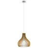 Image de Eglo Suspension Tindori - 1 Ampoule - Vintage - Suspension en Acier et Bois - Nickel Mat - Érable - Lampe de Salle à Manger - Lampe de Salon Suspendue avec Douille E27 - Ø 38 cm
