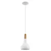 Image de Eglo suspension Sabinar, lampe suspendue 1 flamme, suspension en acier et bois, couleur : blanc, brun, douille : E27, Ø : 18 cm
