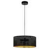 Image de Eglo 98313 Varilla Suspension Moderne à 3 Ampoules en Acier et Textile Noir/Doré Ø 53 cm