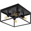 Image de Eglo Luminaire plafonnier Silentina, 4 lampes, lustre au style industriel en acier noir, lumière plafond pour salon, cuisine et couloir, douille E27