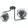 Image de Eglo Plafonnier Marojales à 2 lampes, luminaire élégant pour plafond, lampe de salon en métal noir, boules en verre fumé noir transparent, douille E27