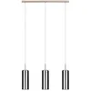 Image de Eglo Suspension Selvino, lampe à suspendre pour table manger en verre fumé, 3 flammes, noir et acier argenté, douille E27