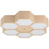 Image de Eglo Plafonnier Mirlas à 6 flammes, luminaire intérieur en bois naturel et plastique blanc, lampe de plafond pour salon, chambre à coucher et couloir, douille E27