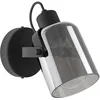 Image de Eglo Applique murale Berregas, verre fumé, spot orientable, lampe de chambre métal et noir, douille E27