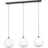 Image de Eglo Suspension luminaire Mantunalle, lampe de plafond suspendue à 3 flammes, lustre salon ou salle à manger en métal noir et verre blanc, douille E27, 120 cm