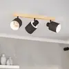 Image de EGLO Spot pour plafond Batallas, longueur 48 cm, noir/bois, à 3 lampes.