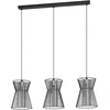 Image de Eglo Suspension luminaire Maseta, lustre chambre à 3 flammes, plafonnier salon ou salle à manger en métal noir et verre fumé, douille E27